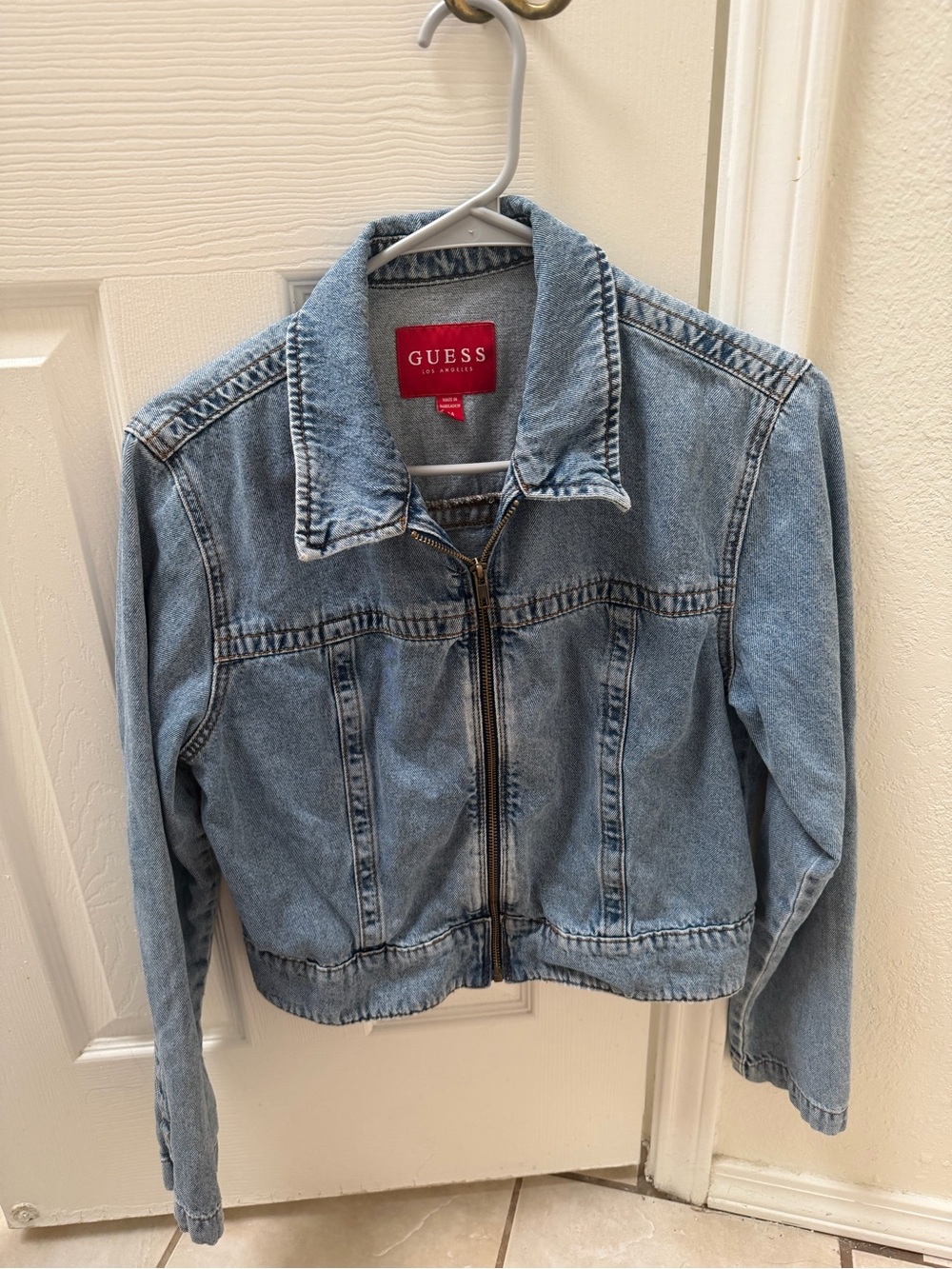 GUESS Light Wash Denim Zip Jacket